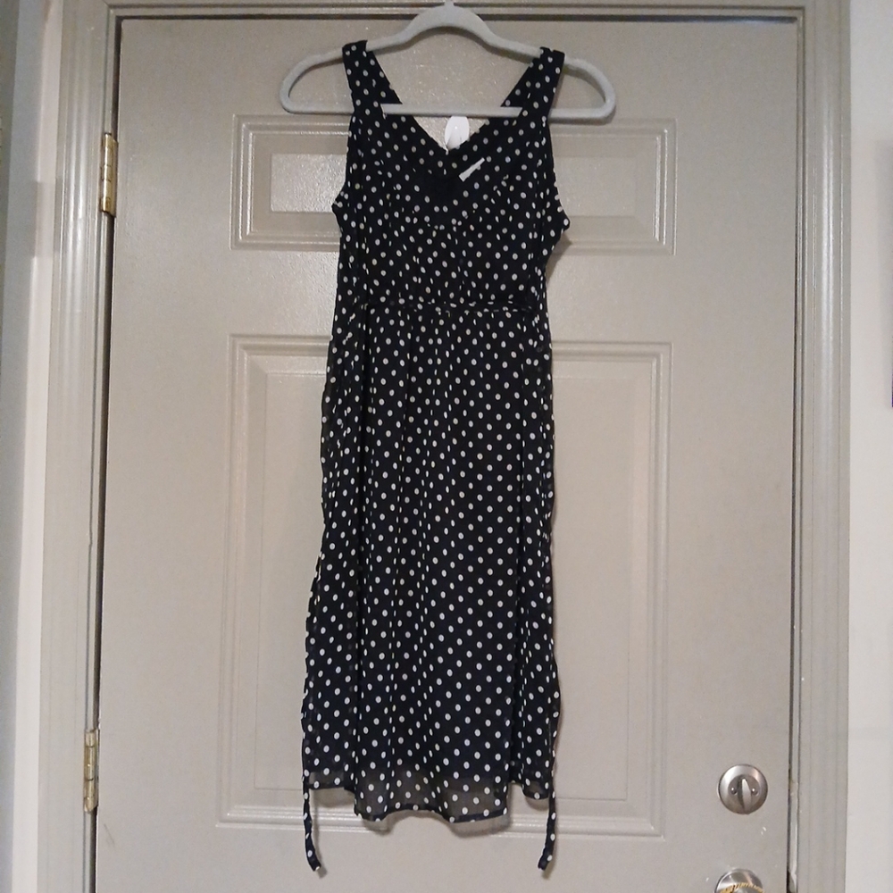 Motherhood Maternity Womens Black with White Polka Dots Sleeveless Dress Size S